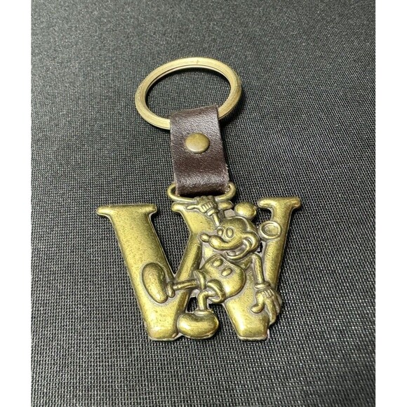Pewter W Disney Key Chain Leather Travel Purse Trinket Mickey Mouse Nostalgia - Picture 5 of 5